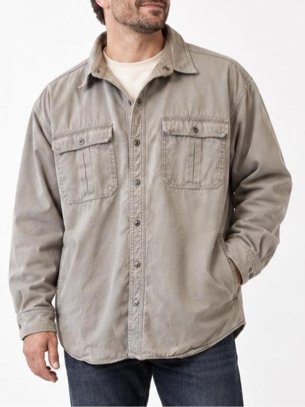 Gander Mountain Men’s 2XL Fleece-Lined Faded Khaki Shirt Jacket